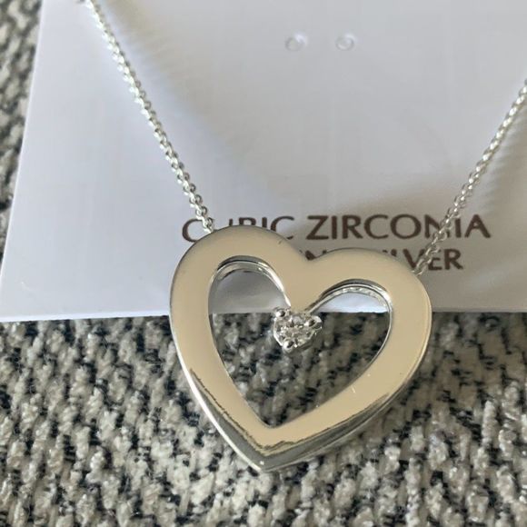 Giani Bernini heart necklace with cubic zirconia in heart pendant - Picture 1 of 7